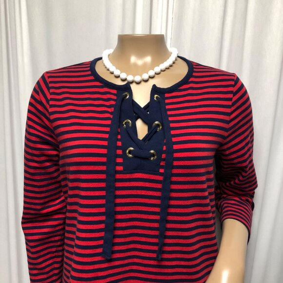 Michael Kors Dress Womens Size Small Red Blue Stripe Short Nautical Casual Comfy - Picture 2 of 8